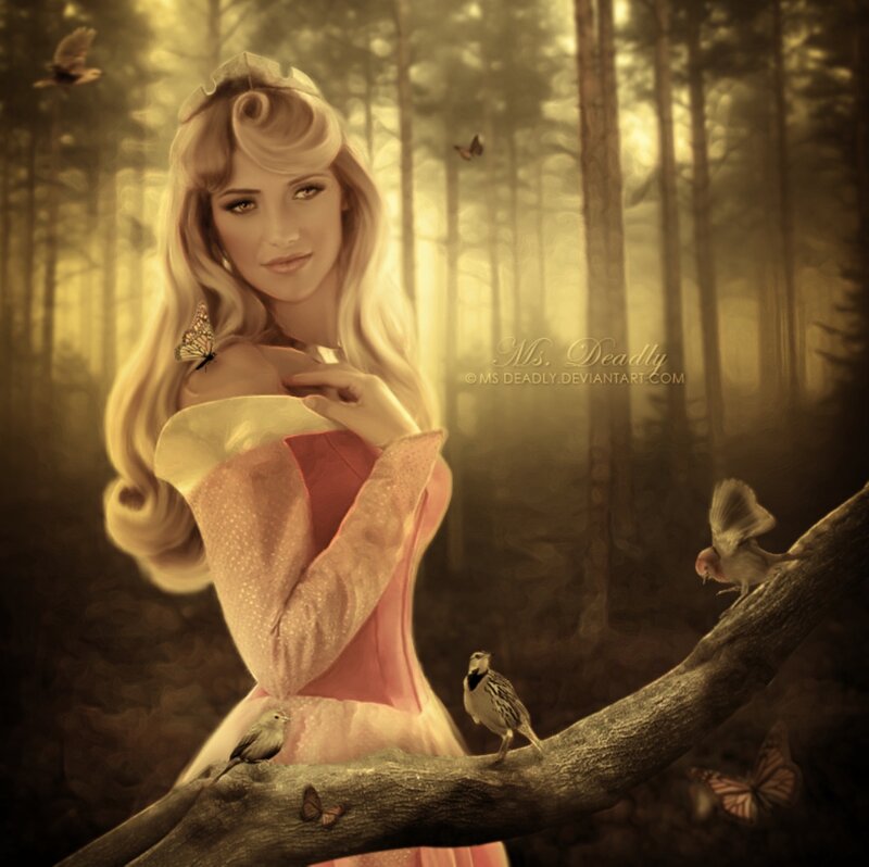 Blonde Woman in Forest — Gold