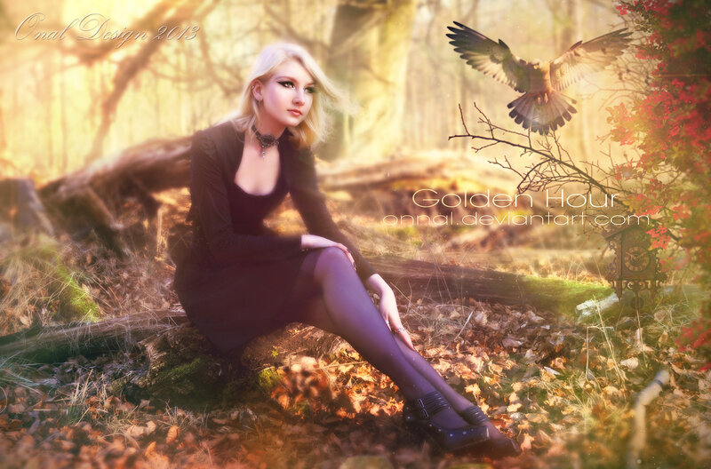 Blonde Woman in Forest — Golden