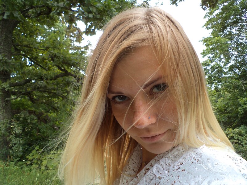 Blonde Woman in Forest — Natural