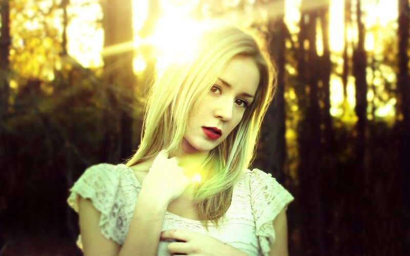 Blonde Woman in Forest — Yellow, Dramatic