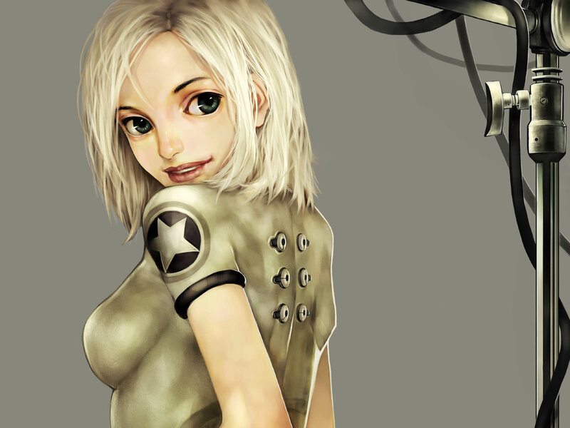 blonde woman in futuristic armor