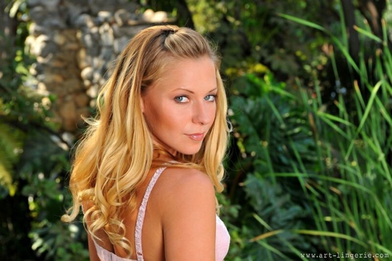 Blonde Woman in Garden — Green