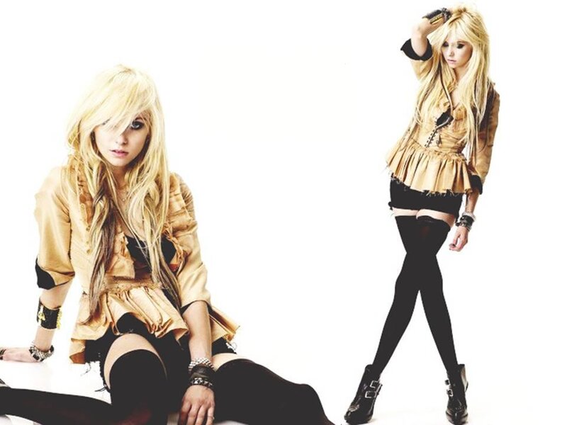 Blonde Woman in Gold Outfit — White