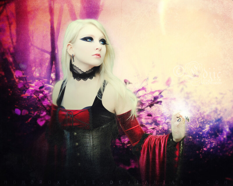 Blonde Woman in Gothic Dress — Purple