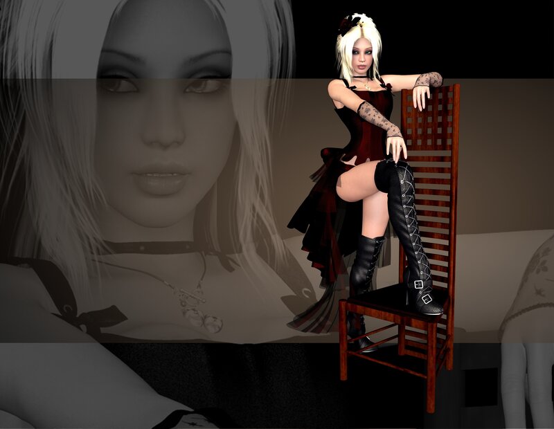 Blonde Woman in Gothic Dress