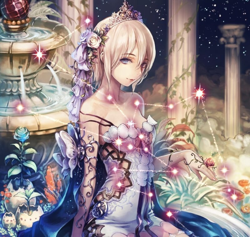 Blonde Woman in Gown — Purple, Serene