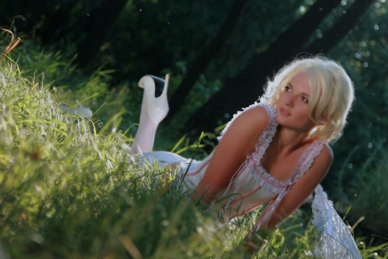 Blonde Woman in Grass — Green