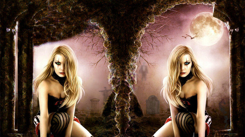 Blonde Woman in Graveyard — Purple
