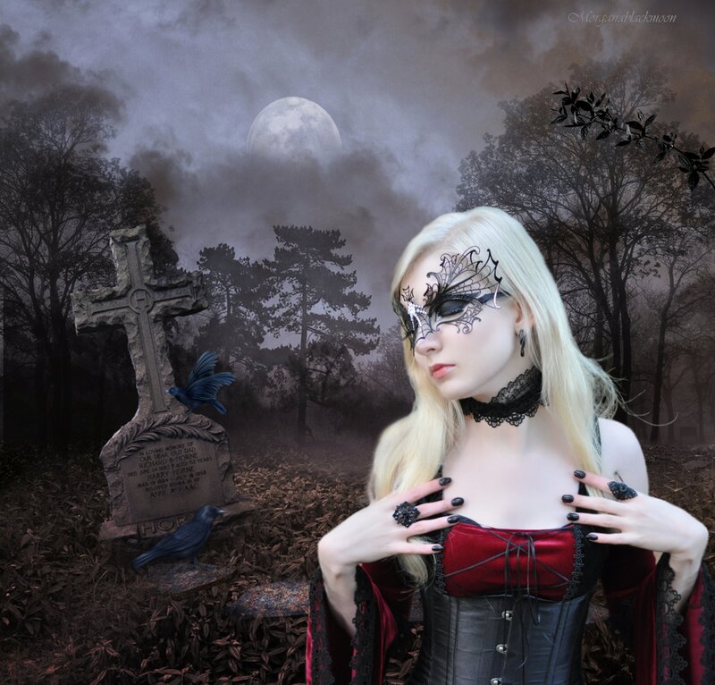Blonde Woman in Graveyard