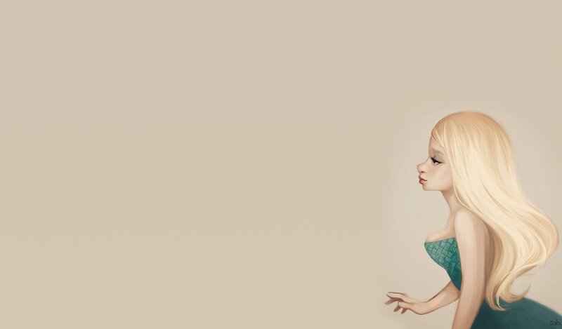 blonde woman in green dress