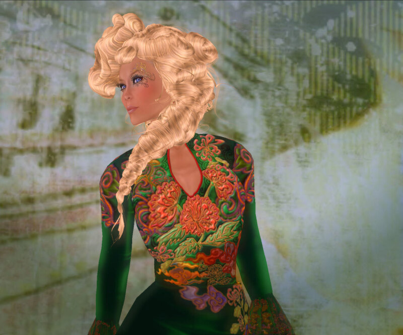 Blonde Woman in Green Dress — Serene