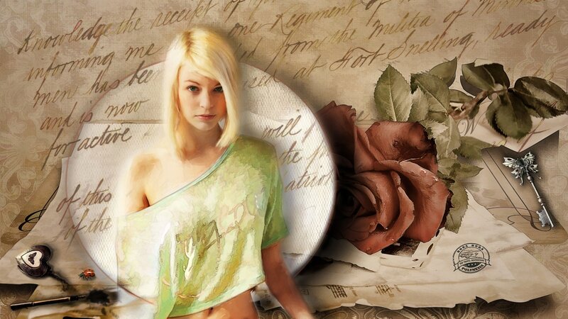 Blonde Woman in Green Top — Brown