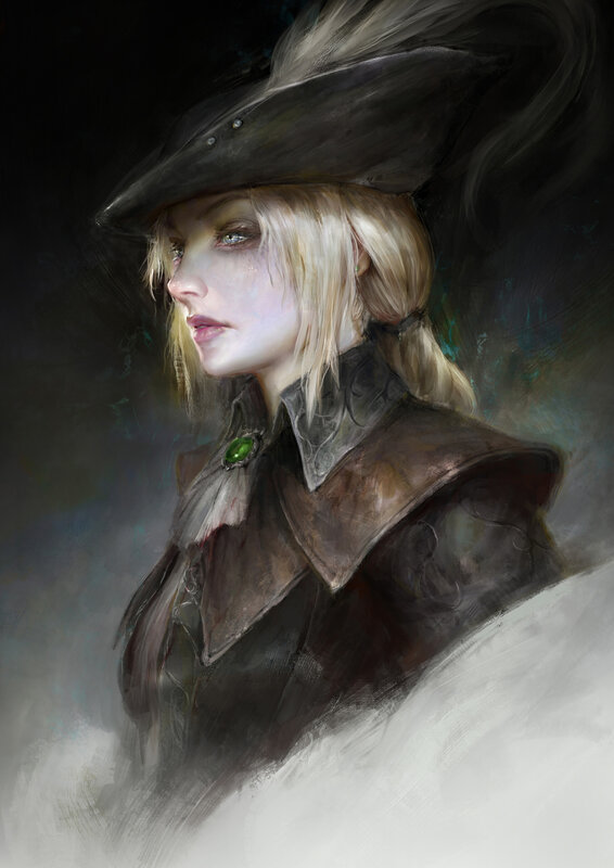 Blonde Woman in Hat — Black, Dramatic