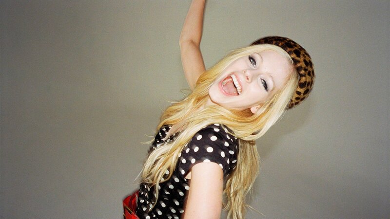 Blonde Woman in Hat — Black, Playful
