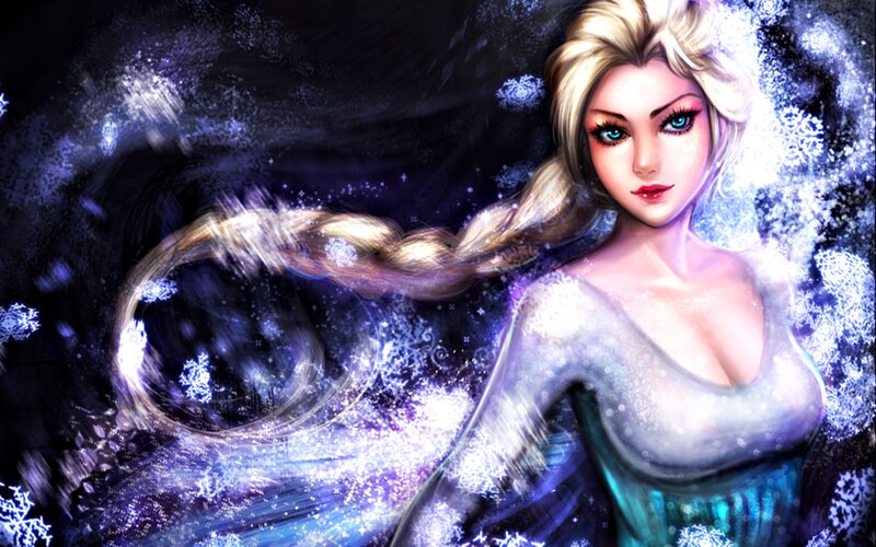 Blonde Woman in Ice Dress — Blue, Dramatic