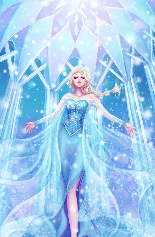 Blonde Woman in Ice Dress — Blue, Serene
