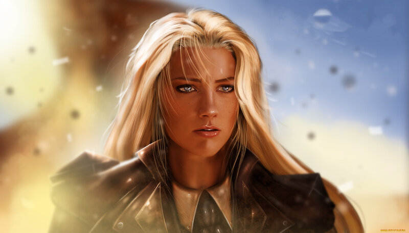 Blonde Woman in Jacket — Blue