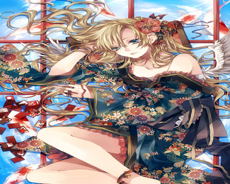 Blonde Woman in Kimono