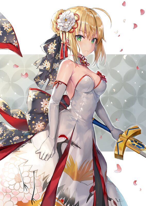 Blonde Woman in Kimono — White