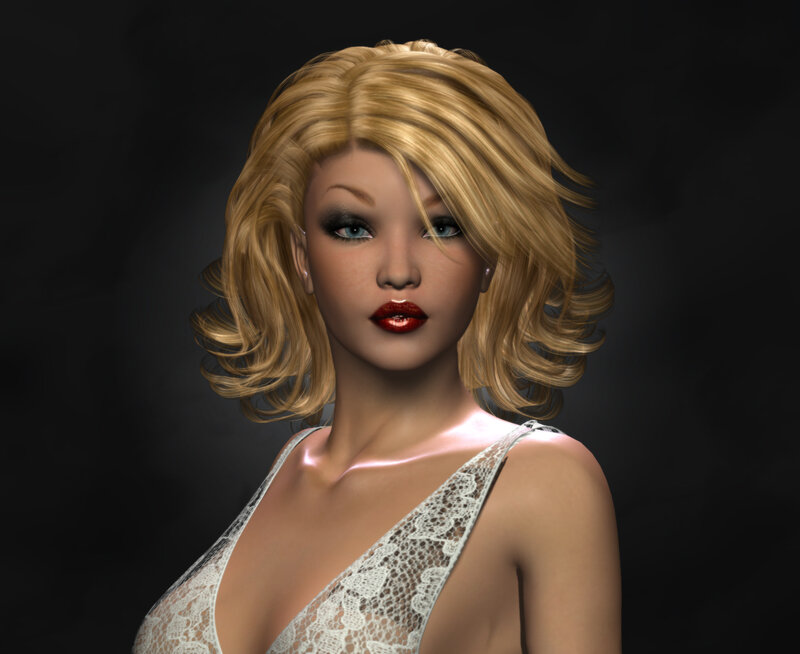 Blonde Woman in Lace Dress — Black