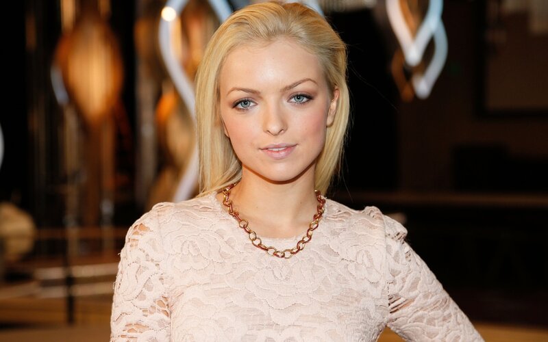 Blonde Woman in Lace Dress — Neutral