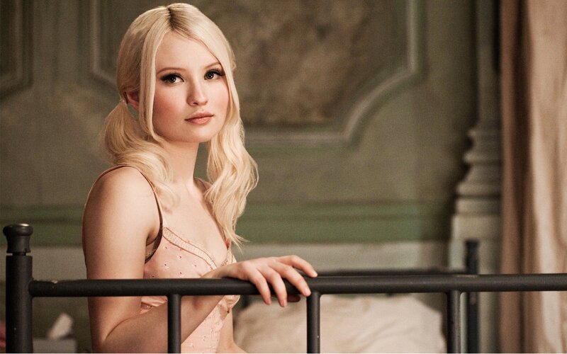 Blonde Woman in Lingerie — Calm, Photograph, Bed Frame
