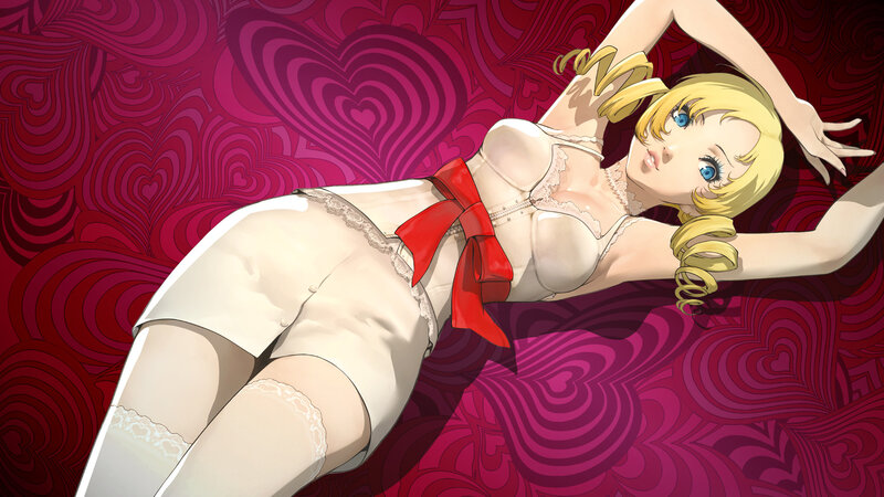 Blonde Woman in Lingerie — Red, Seductive, Anime