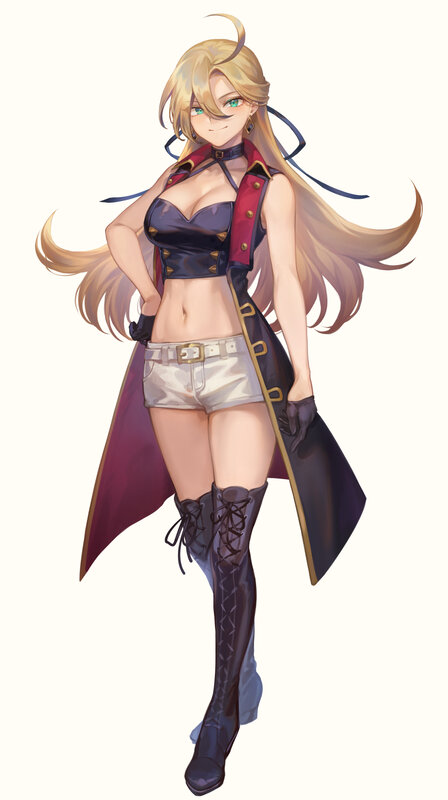 Blonde Woman in Military-style Outfit