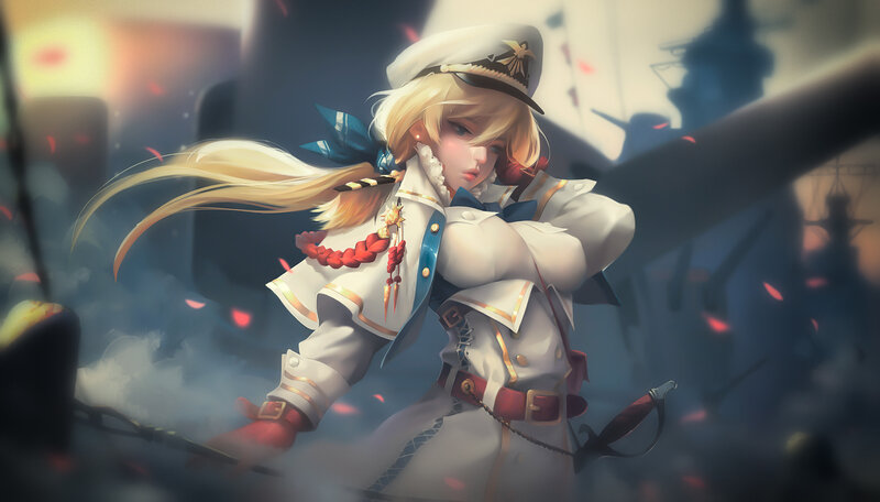 Blonde Woman in Naval Uniform
