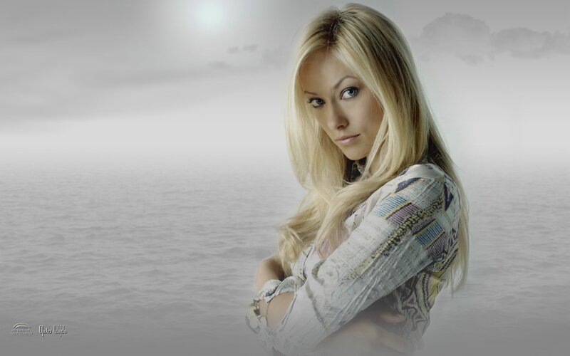 Blonde Woman in Patterned Shirt — White