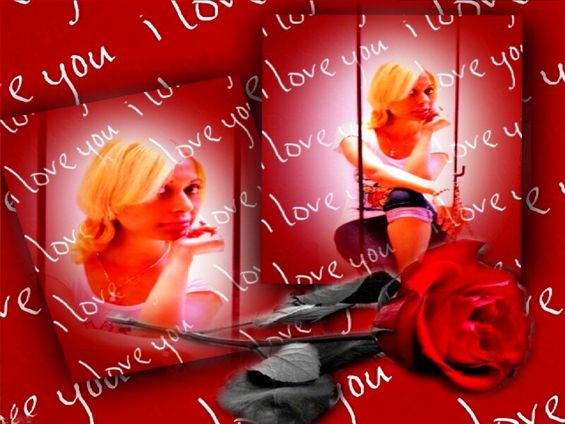 Blonde Woman in Photos — Red