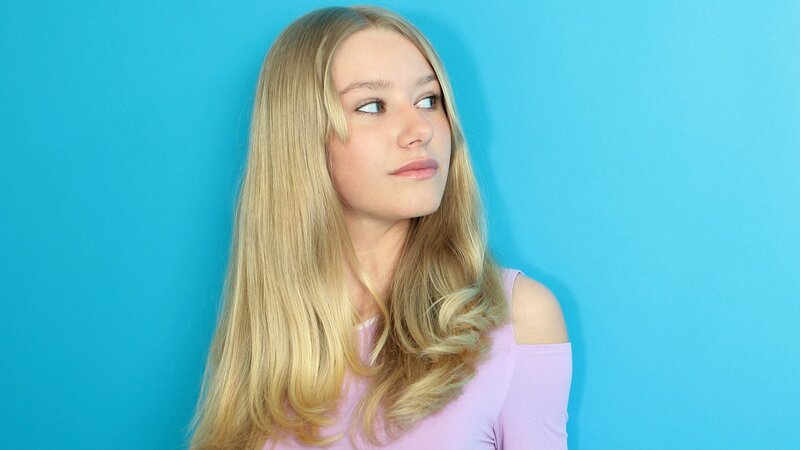 Blonde Woman in Pink — Blue