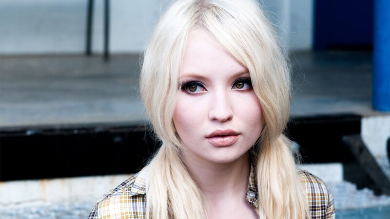 blonde woman in plaid shirt