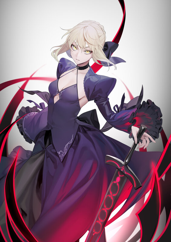 Blonde Woman in Purple Dress — Dramatic, Anime