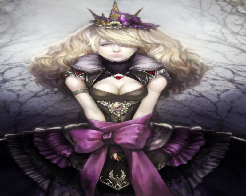Blonde Woman in Purple Dress — Dramatic