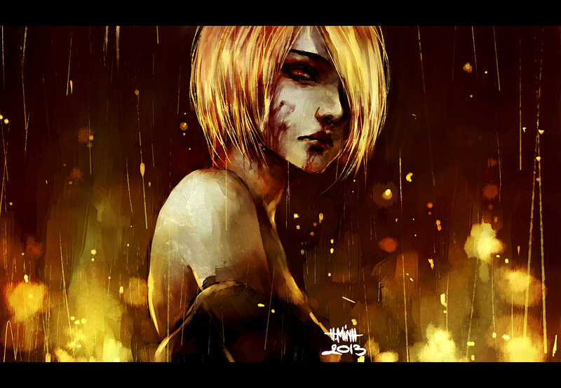 Blonde Woman in Rain