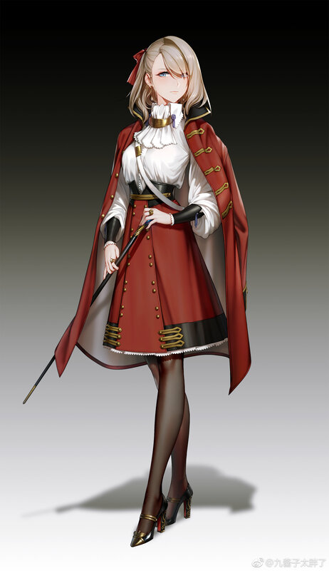 Blonde Woman in Red Coat — Dramatic, Digital Art