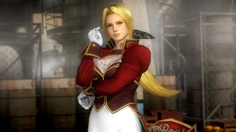Blonde Woman in Red Coat — Serious