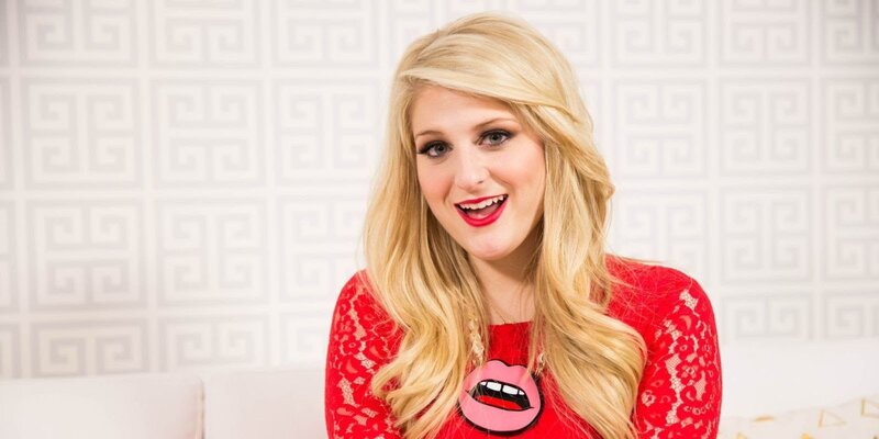 Blonde Woman in Red Dress — Cheerful