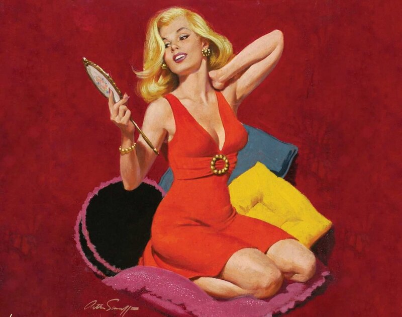 Blonde Woman in Red Dress — Confident, Illustration
