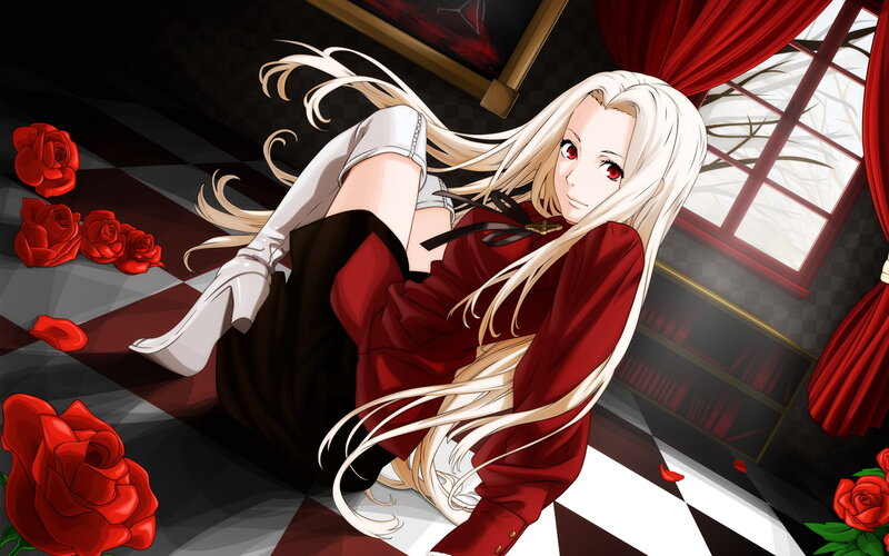 Blonde Woman in Red Dress — Dramatic, Anime