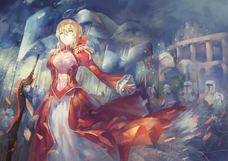 Blonde Woman in Red Dress — Dramatic, Winter