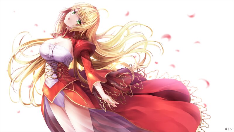 Blonde Woman in Red Dress — Serene, Anime
