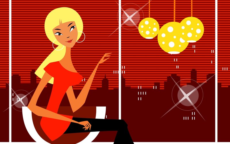 Blonde Woman in Red Dress — Stylish