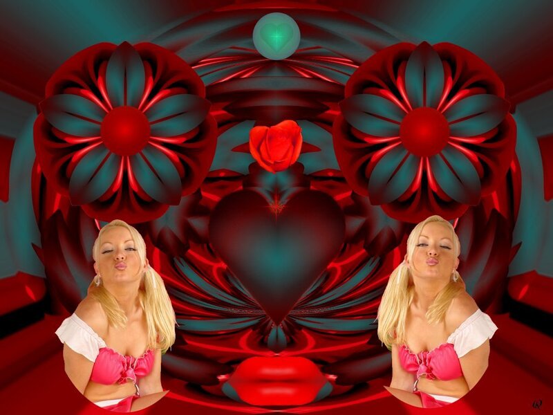 Blonde Woman in Red Room