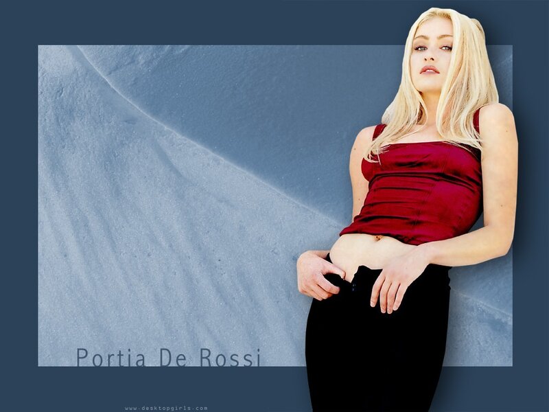Blonde Woman in Red Top — Blue