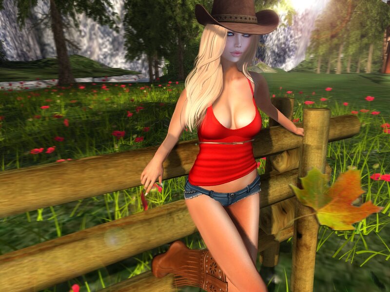 Blonde Woman in Red Top — Serene