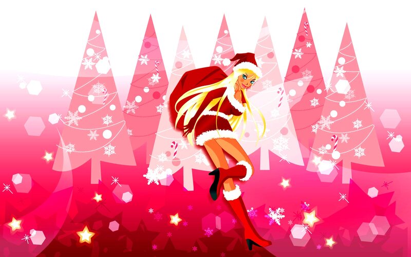 Blonde Woman in Santa Outfit — Pink
