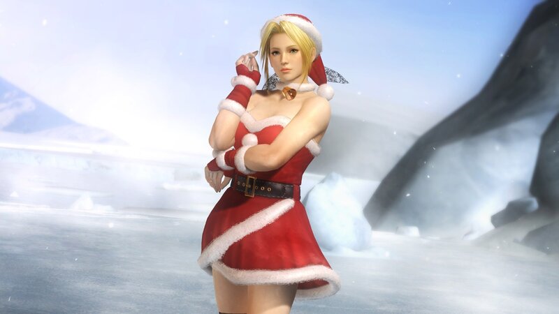 Blonde Woman in Santa Outfit — Red, Cold, Winter