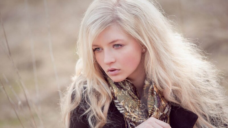 blonde woman in scarf